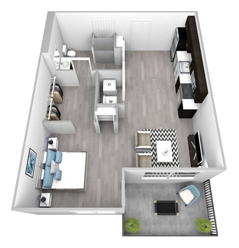 Floor plan for studio, 581 sqft